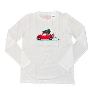 **NWT J. Crew Girls' White W/Christmas Tree Car Graphic Tee -